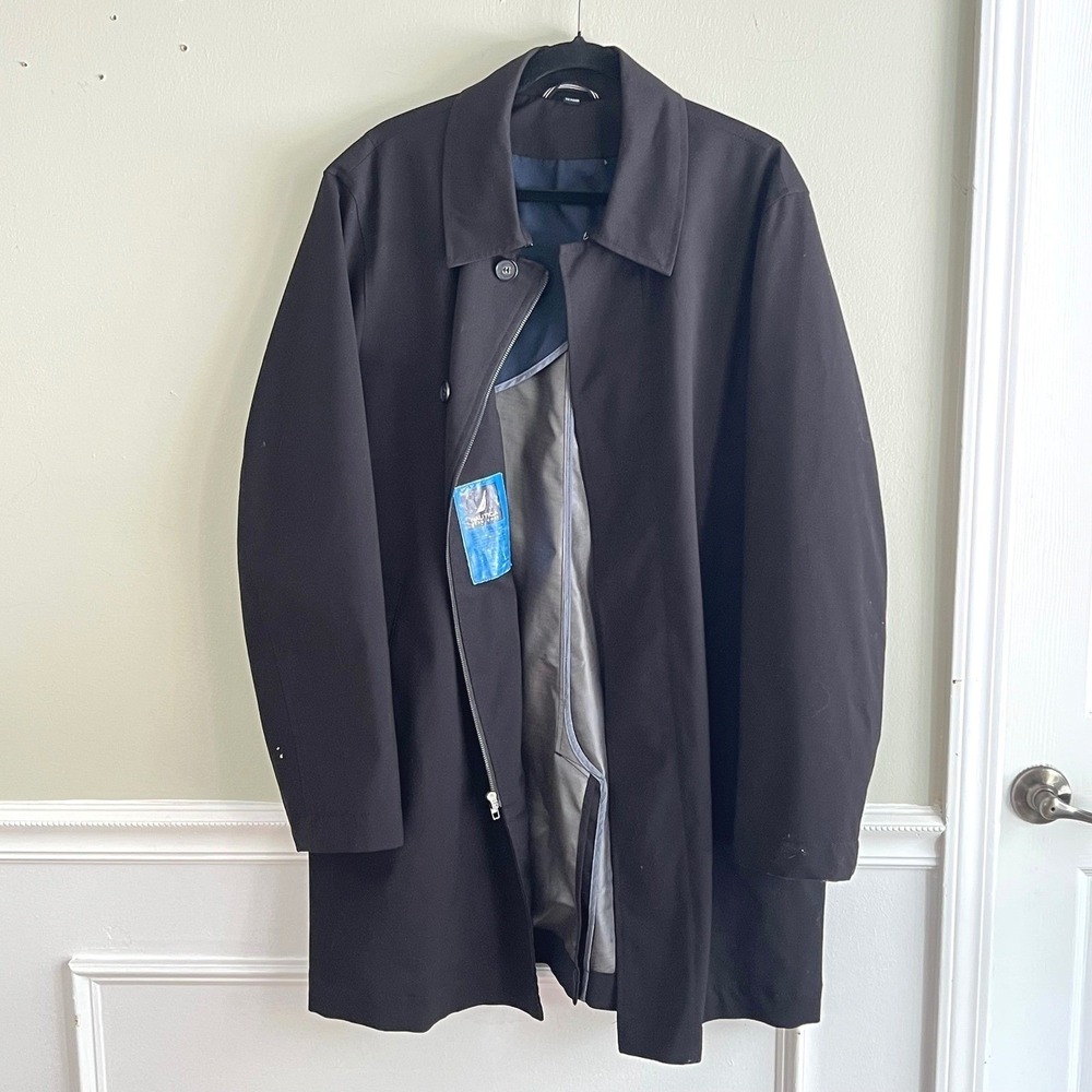 Nautica Gear Coat Mens XL Black Full Zip Sailing Nautical Car Coat Rain Gear
